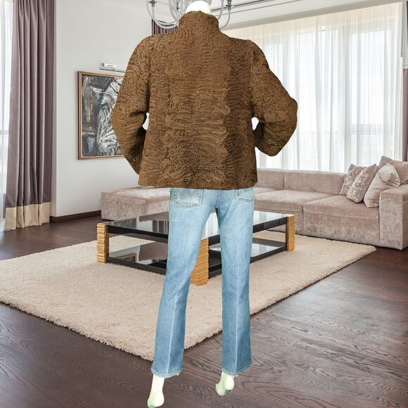 Vintage Swakara Persian Karakul Lamb Fur Brown Jacket XL - Picture 6 of 16